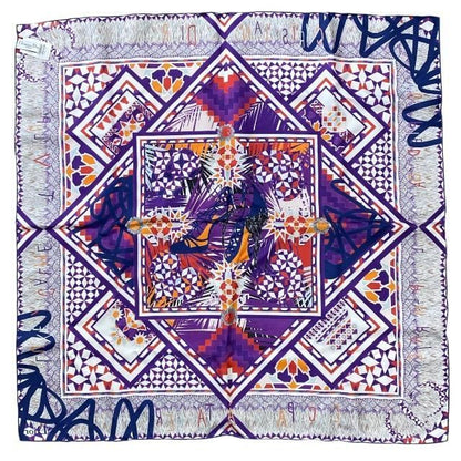 Christian DIOR Stole Shawl Scarf Accessories Small Silk Pattern Purple Multicolo