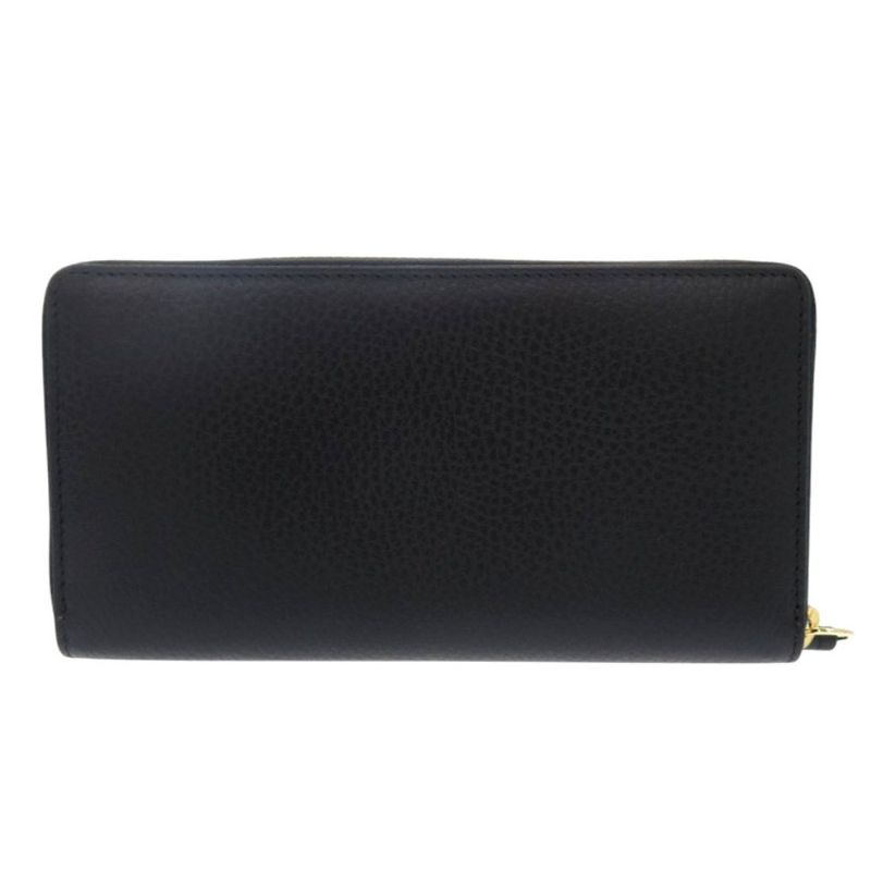Gucci Round Zipper GG Marmont 456117 Leather Black Long Wallet Black 1001 Gucci