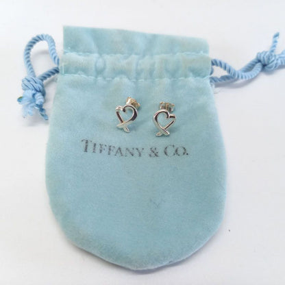 Paloma Picasso Loving Heart Stud Earrings 925 Silver Tiffany &co