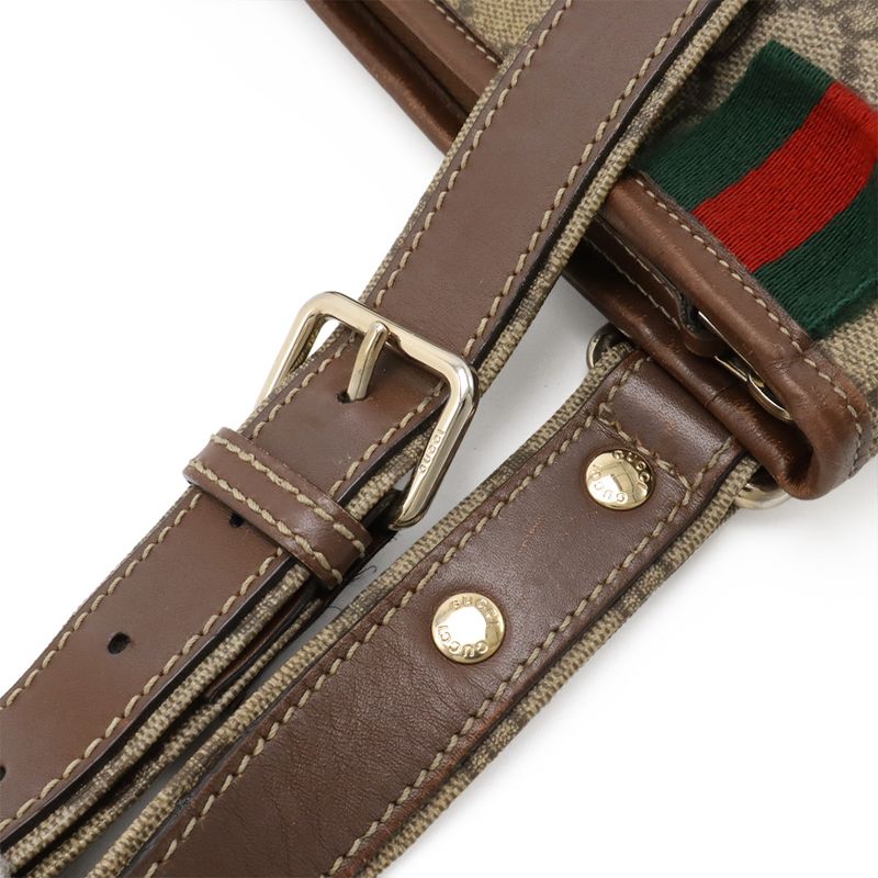 Gucci GG Supreme Shoulder Bag Crossbody Depth None PVC Leather Beige Dark Brown