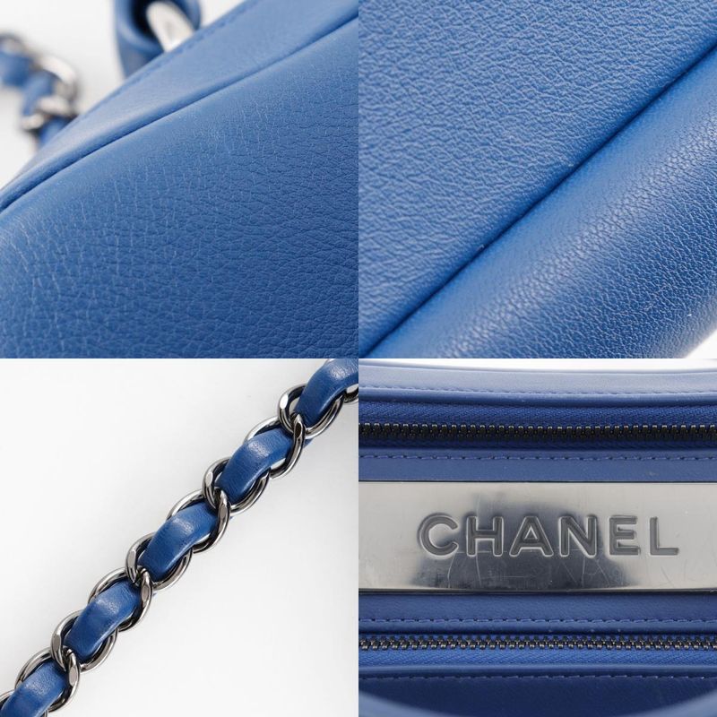 Chanel Trendy Beau Ring Bag 2WAY Shoulder Calf Blue Ladies Handbag