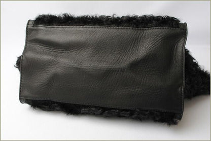 Celine Handbag Shoulder Bag Celine Trapeze Wool Leather Black Gold Hardware