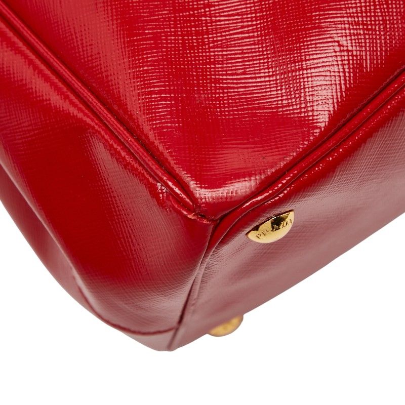 Prada Triangle Logo Plated Galleria Handbag Shoulder Bag 2WAY Bn2274 Red