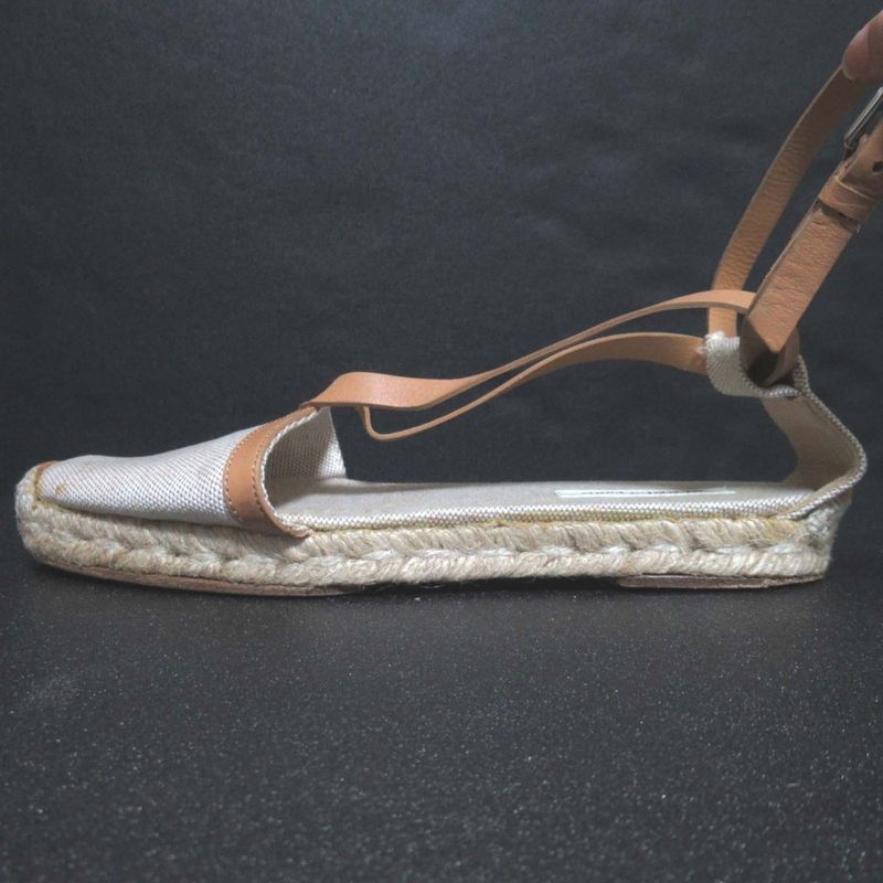 Good Hermes Ankle Strap Espadrille Flat Sandals Size 35 Equivalent to 22cm