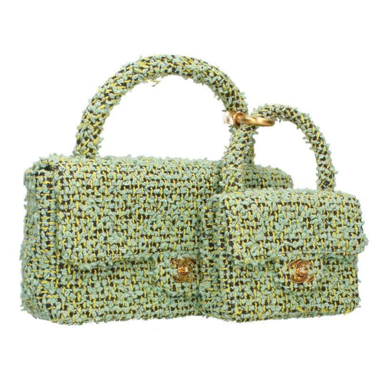 Chanel Parent And Child Bag Tweed Pair Handbags Women's