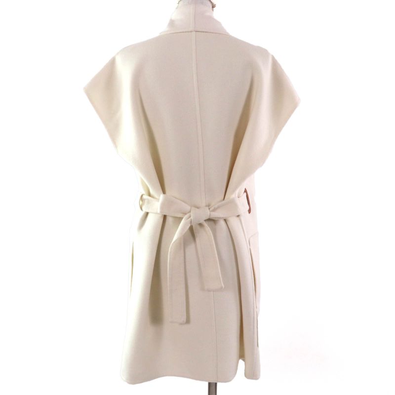 Hermes 23AW 3h0141da 100% Cashmere Leather Used Belt Design Long Gilet Vest Off