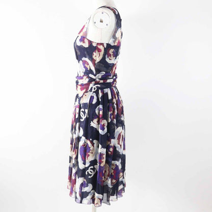 CHANEL P37299 100% Silk Coco Mark Camellia Partially Sheer Chiffon Fabric