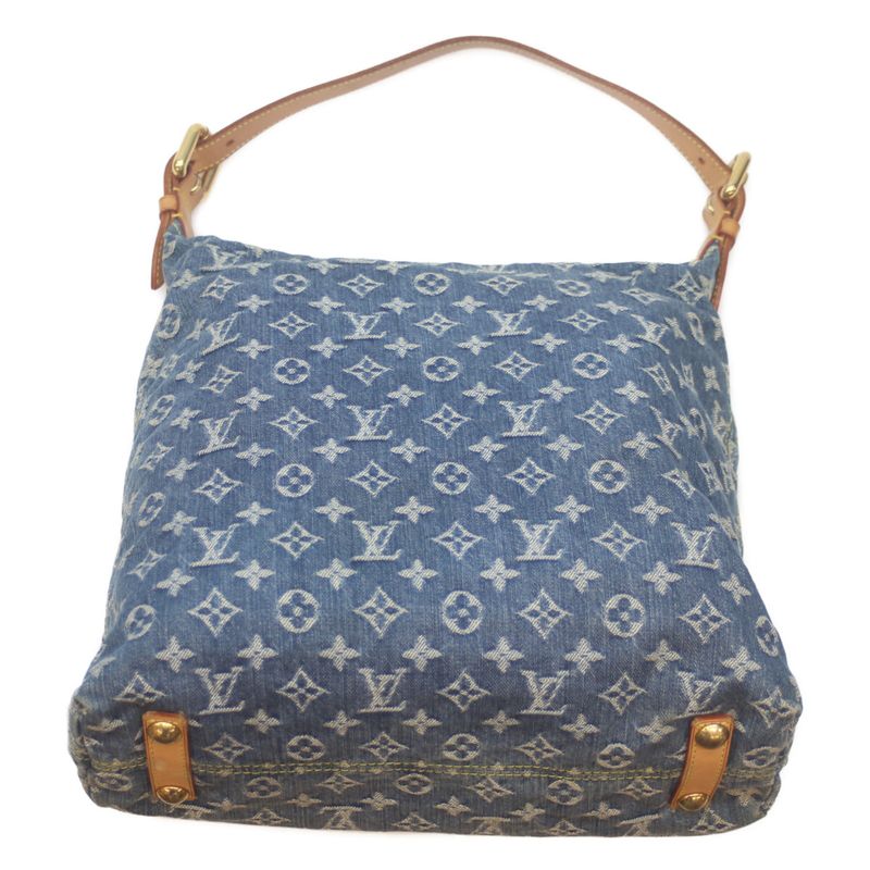 Louis Vuitton 08 M95048 Monogram Denim Baggy GM Tote Bag One Shoulder Blue Women