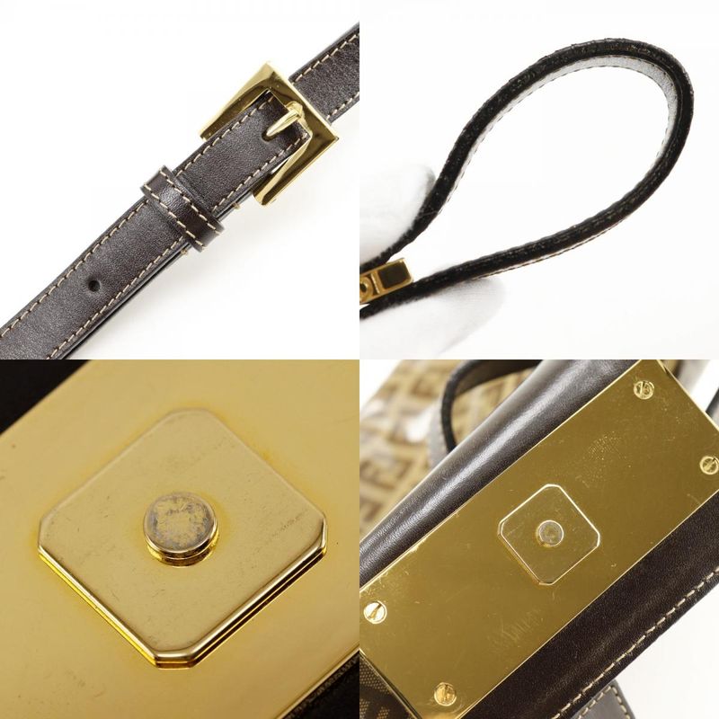 Fendi Mamma Bucket Zucchino 2WAY Clutch Vinyl Brown Women's Shoulder Bag