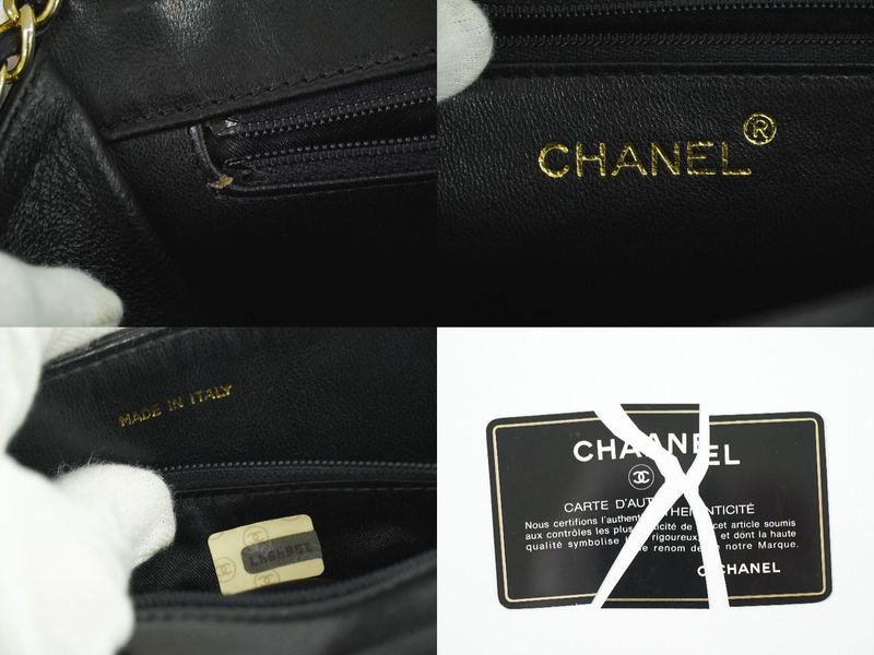 Authentic Chanel Coco Mark Matelasse Tassel Chain Shoulder Bag Lambskin Leather