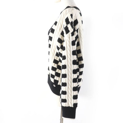 CHANEL P74123k10621 Cashmere Coco Mark Button Cable Knit Deep V-neck Long