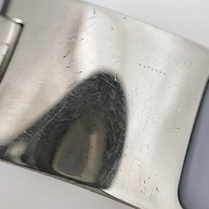 Hermes Bangle Click Clack Silver Light Blue Excellent Condition Metal