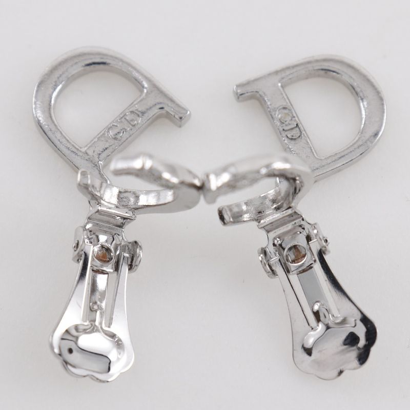 [dior] Christian Dior CD Logo Metal Silver Ladies 5.5g Earrings