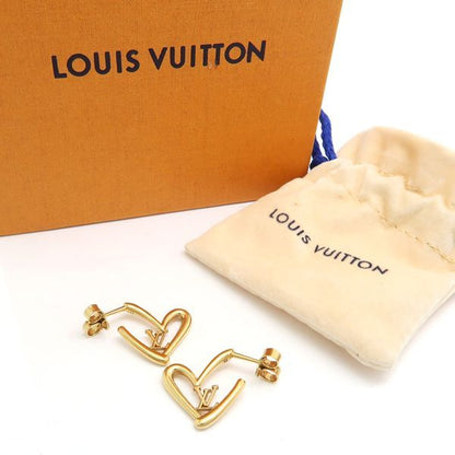 Louis Vuitton Book De Reuil Heart Fallen Love PM Earrings M00463 Gold Color GP