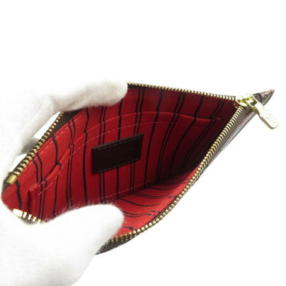 Louis Vuitton Damier Neverfull Pouch For PM Damier Canvas Gold Hardware Brown