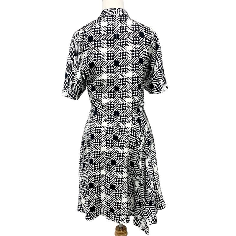 Louis Vuitton Dress Silk Black White Short Sleeve Logo