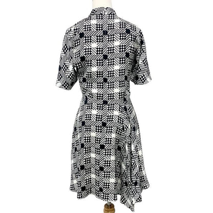 Louis Vuitton Dress Silk Black White Short Sleeve Logo