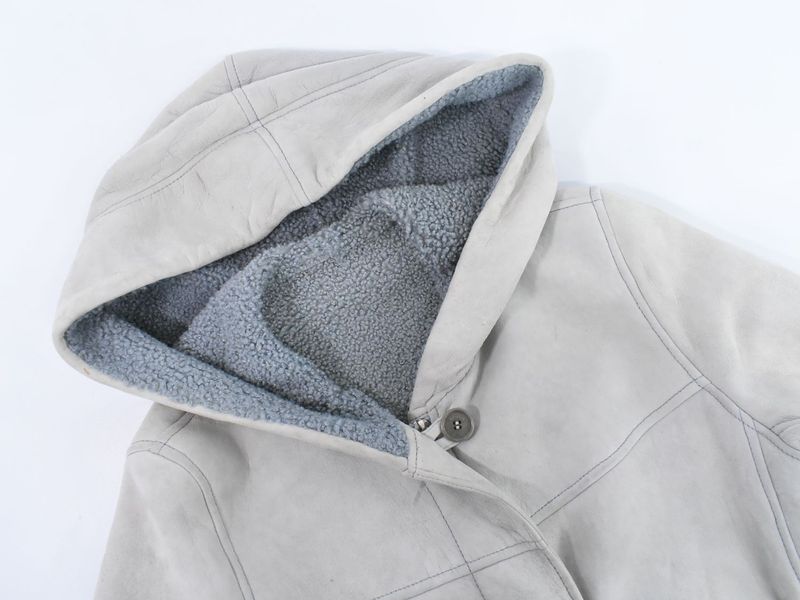 Authentic Loewe Lambskin Leather Estimated Mouton Long Coat Hooded Outerwear 36