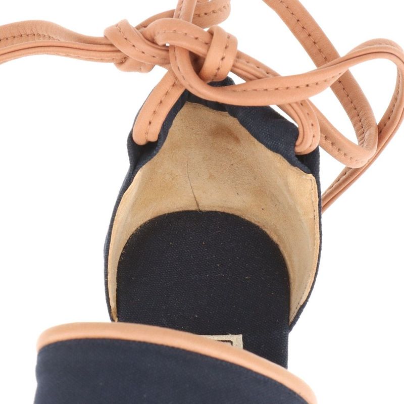 Hermes Canvas And Leather Espadrilles Women's 34 Navy Made In Spain