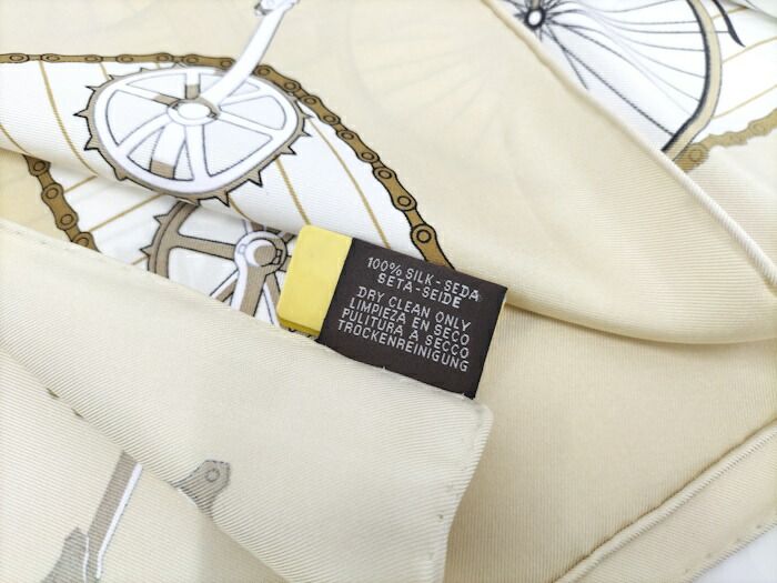 Hermes Scarf Carré 90 LES Becanes Bicycle Motif 100% Silk