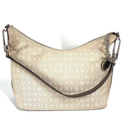 Bvlgari Shoulder Bag Logomania Bvlgari Leather / Canvas Beige