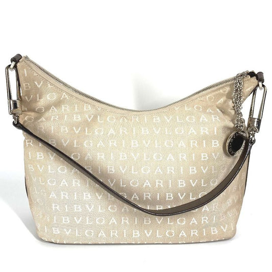 Bvlgari Shoulder Bag Logomania Bvlgari Leather / Canvas Beige