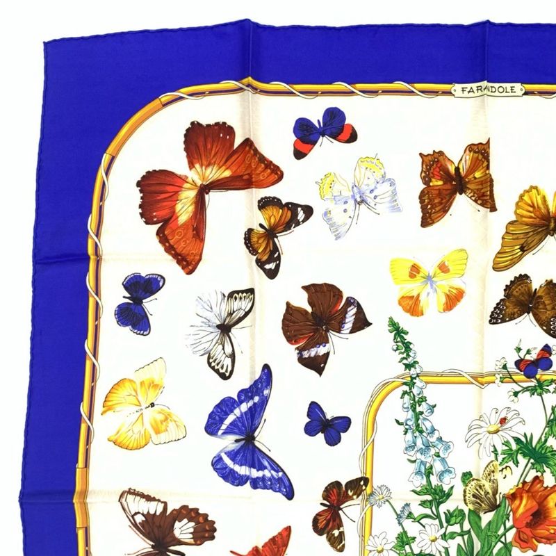 Hermes Carre 90 Farandole Dances Of Provence Blue And Multicolor Scarf Silk