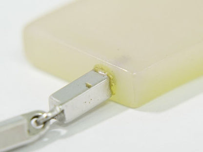 Authentic Chanel Logo Necklace Pendant Plastic Metal Silver Hardware White