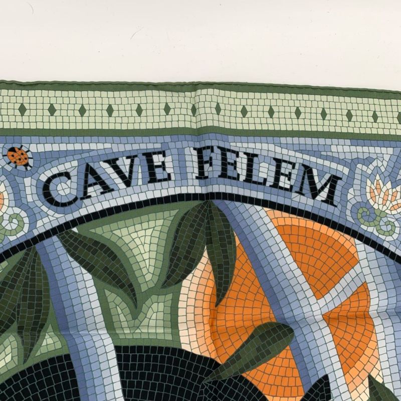 Hermes Carre 90 CAVE Felem Note The Cat Multicolor Scarf 100% Silk