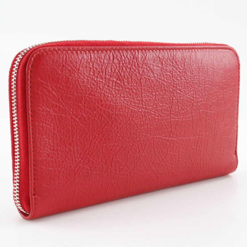 Balenciaga Round Zipper 541996 Calf Red Ladies Long Wallet