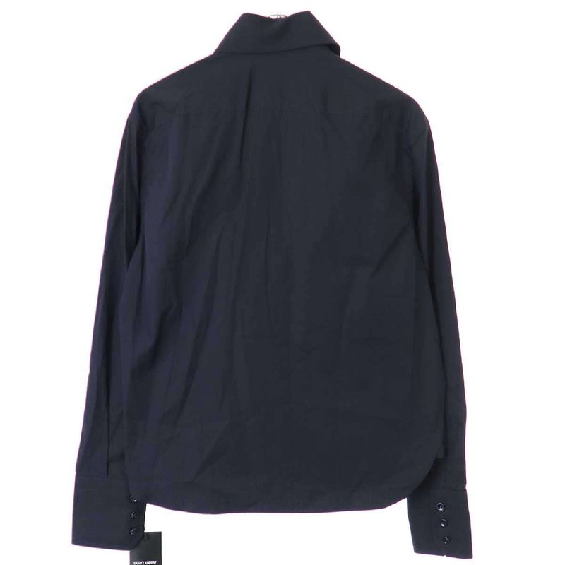 Saint Laurent Paris 20ss Frilled Blouse Shirt 614790 Y217w Navy F38