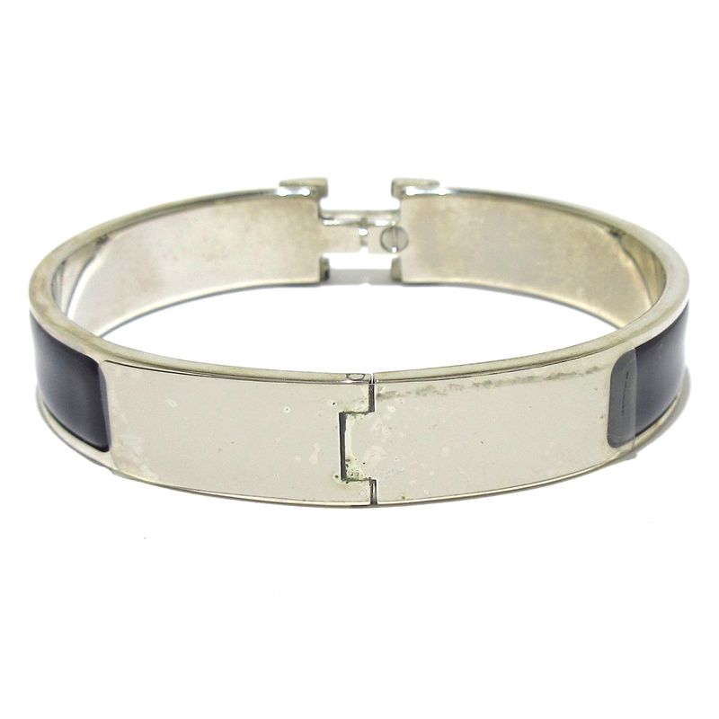 Hermes Bangle Click H Silver And Black