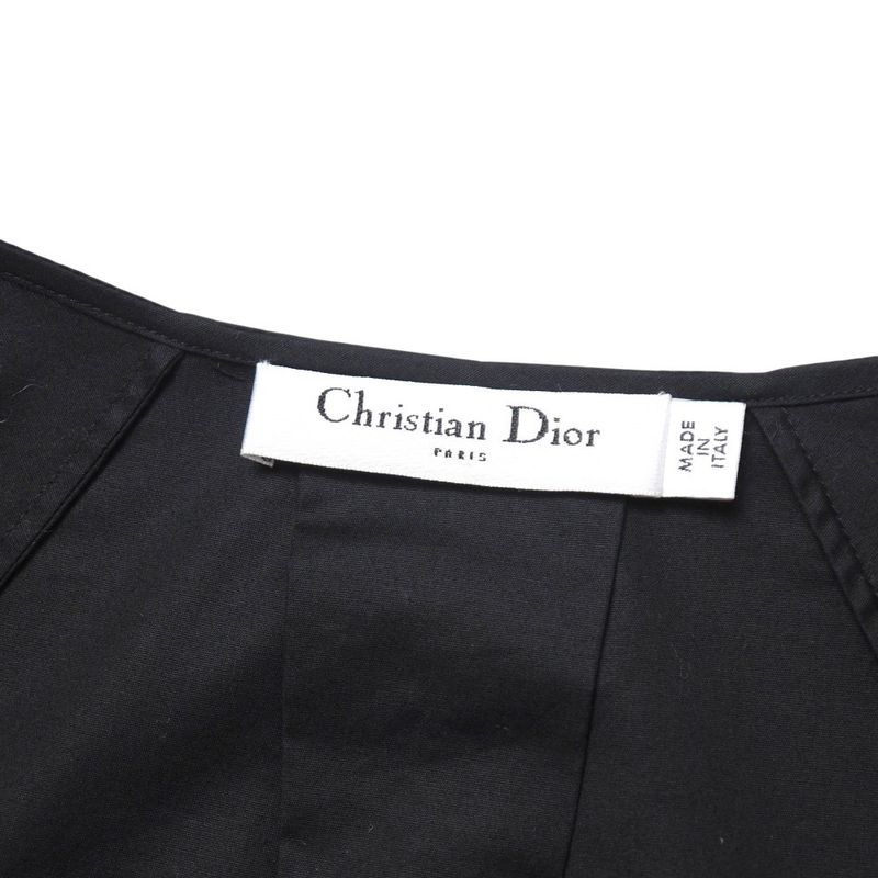Christian DIOR Blouse Size 44 Gathered Long Sleeve Shirt Square Neck Made In