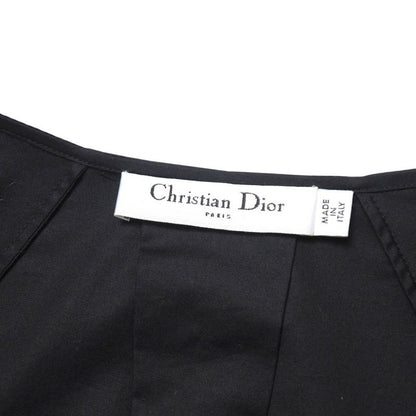 Christian DIOR Blouse Size 44 Gathered Long Sleeve Shirt Square Neck Made In