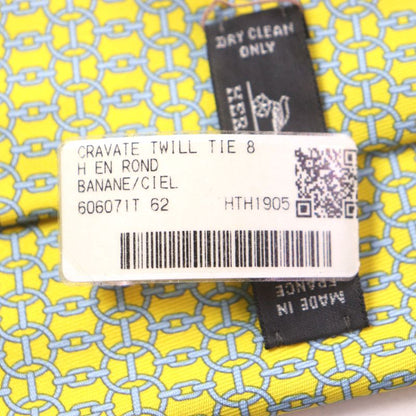  Hermes 100% Silk Banane/ciel Purchased In 2020 Cravat Chain All Over Tie With