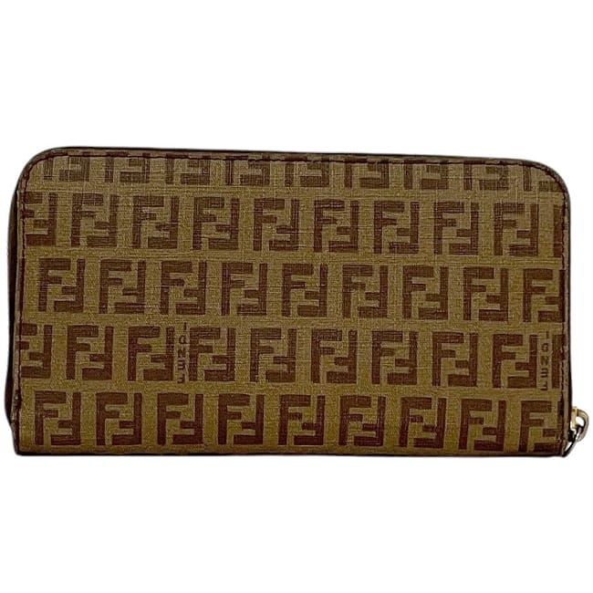 Fendi Round Zipper Long Wallet Brown Zucchino 8m0024
