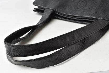 Chanel Shoulder Bag Tote Bag A4 Chanel Coco Mark Caviar Skin Black Preowned