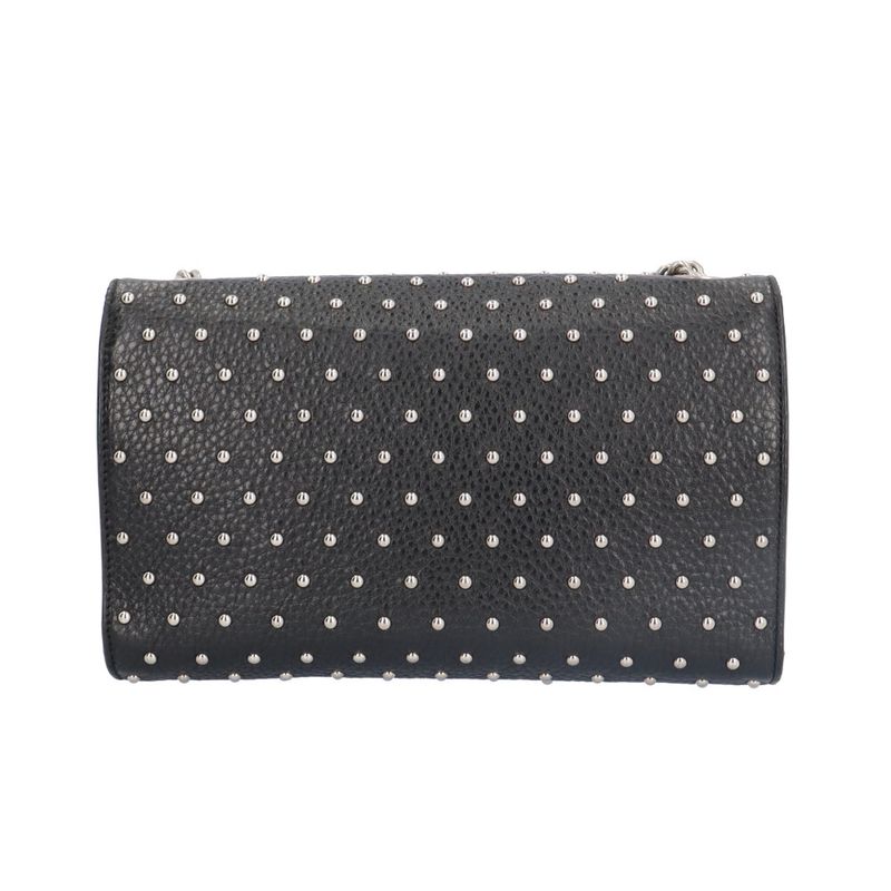 Gucci Studded Bamboo Shoulder Bag Leather 387611 Black Ladies Gucci