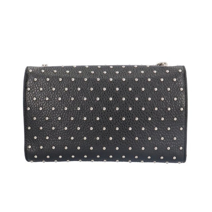 Gucci Studded Bamboo Shoulder Bag Leather 387611 Black Ladies Gucci