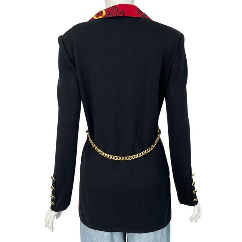 Very Rare Celine Jacket Logo Wool Silk With Chain V-neck Size 38 Multicolor