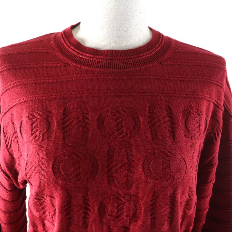 Hermes 23AW 3e2614d3 Silk-blend Chaine D'ancre Wide Sleeve Knit Red 34 Made In