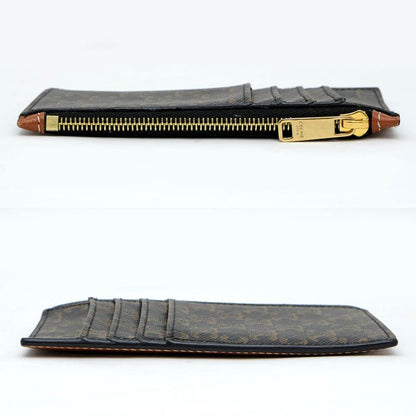 Celine Triomphe Coin Case With Card Holder Tan Gold Hardware Leather