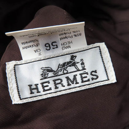 Hermes H Logo Embroidered Wide Brim Hat Dark Brown 56 Made In France Women