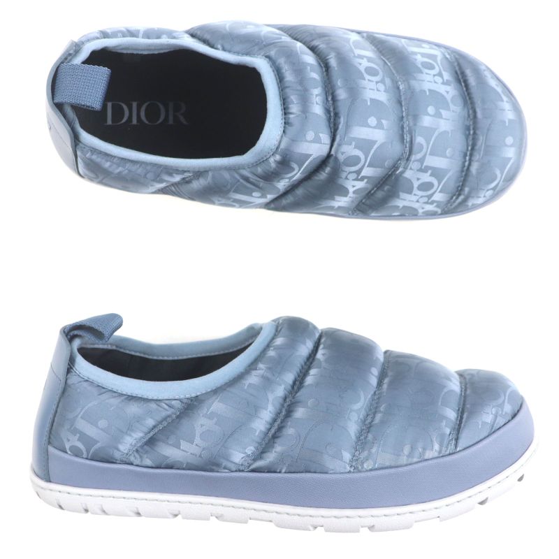  DIOR Homme Nylon Leather Oblique Padet Snow Slipper Slip-on Blue Grey 41 Made