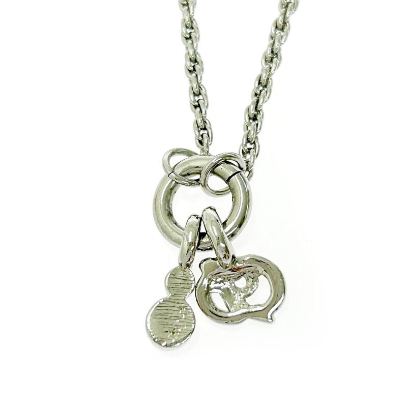 Christian Dior Metal Rhinestone CD Logo Necklace Silver 434411 Necklace