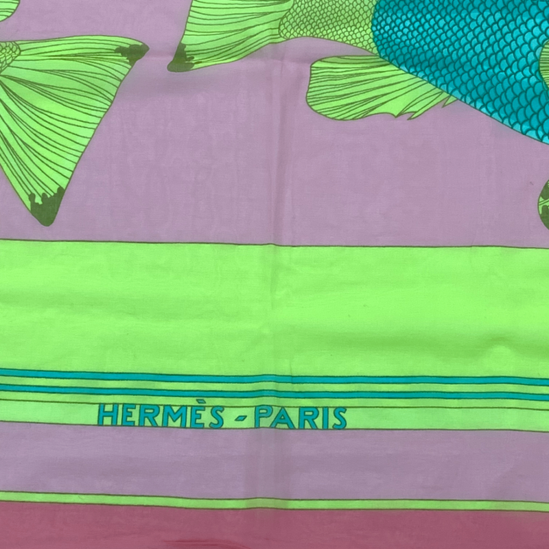 Hermes Fish Sakana Large Scarf Shawl Scarf Pink
