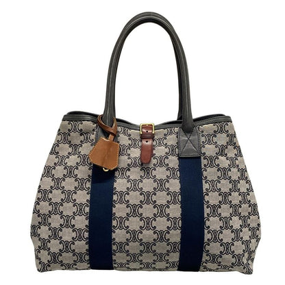 Celine Tote Bag Macadam Pattern Dark Navy Ivory And Multi Leather