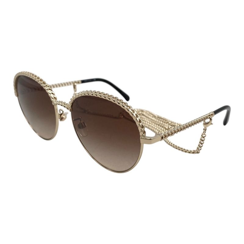 Chanel Sunglass Es with Coco Mark Chain 4242 Brown Gold Chanel