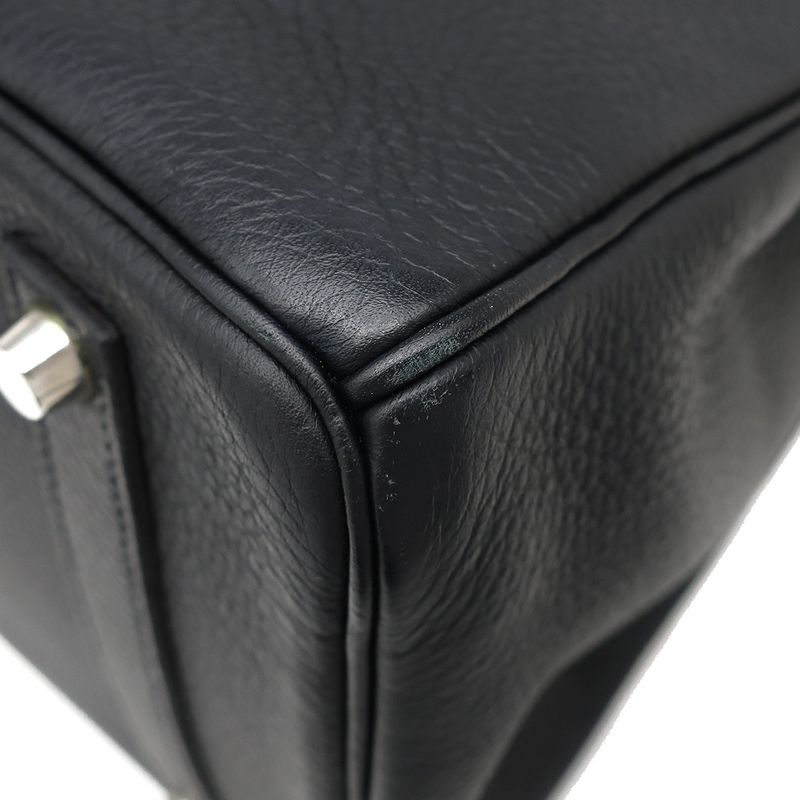 Hermes Handbag Birkin 35 Togo Black Matte Silver Hardware Black D Engraved