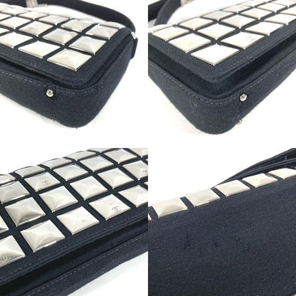 Chanel Shoulder Bag Ice Cube Cotton Black